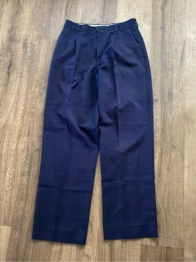Vintage navy pleated tapered work trousers
